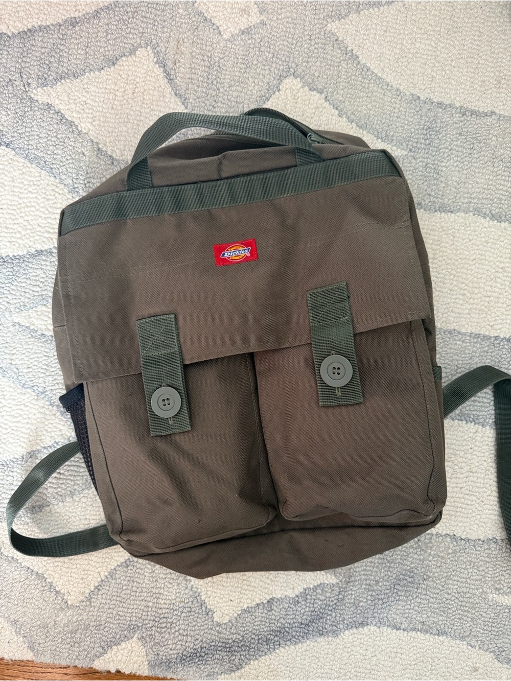 Dickies Olive Canvas Two-Front-Pocket Backpack - never used